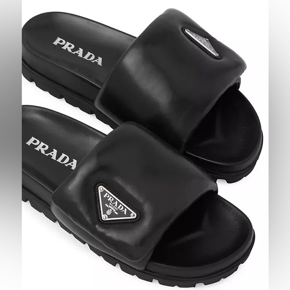 EUC Prada Soft Padded Nappa Leather Slides $1,020 36.5 - Picture 3 of 14